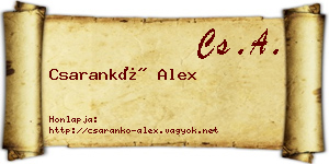 Csarankó Alex névjegykártya
