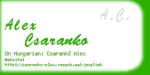 alex csaranko business card